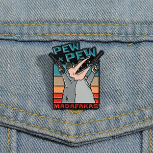 Pew Pew Madafakasエナメルピン漫画オポッサム金属ブローチラペルバッジジュエリーバックパックアクセサリー卸売 - Product Image 1