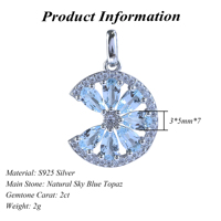 Pendentif Lune en Argent Sterling 925 Plaqué Rhodium avec Pierres Précieuses Naturelles Taillées en Poire, Vente en Gros Usine, Idéal pour Femme, Cadeau ou Usage Quotidien