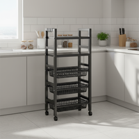 Meuble de rangement multifonctionnel moderne à trois niveaux en fil métallique sur pied pour la cuisine
