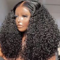 Perruques bouclées kinky vierges en gros, longues, pré-épilées, avec dentelle frontale 13x4, sans colle, dentelle HD, pour femmes noires, cheveux humains, marque RUBE