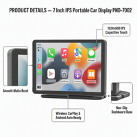 Radio para Auto con Pantalla IPS de 7 Pulgadas, Compatible con CarPlay y Android Auto, Material ABS, Compatible con Linux, Servicio ODM