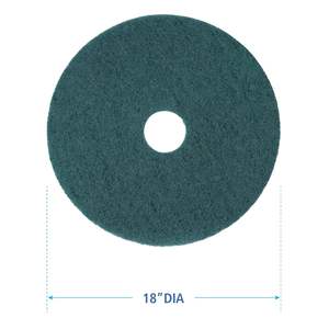 18 pouces. Tampons de nettoyage de sol verts robustes de grande taille pour nettoyeurs professionnels - 5/paquet - Product Image 5