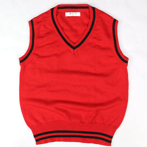 Gilet Scolastico Rosso Senza Maniche Cardigan per Bambini Abbigliamento Invernale Studenti Uniformi Scolastiche Personalizzate Maglione Cappotto - Product Image 3