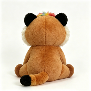 Peluche panda rouge aux yeux arc-en-ciel personnalisée, adorable peluche panda rouge, jouet en peluche panda rouge, peluche panda rouge aux poils multicolores - Product Image 5
