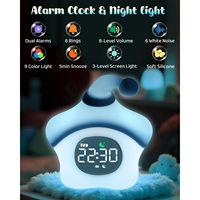Réveil étoile pour enfants avec veilleuse, haut-parleur d'aide au sommeil, veilleuse en silicone, lampe de bureau animale pour chambre à coucher