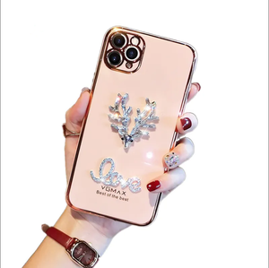 Custodia per telefono coppia elettrolitica diamantata per iPhone XR XS 11 12 13 14 15 Pro Max con disegno a farfalla - Product Image 1