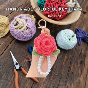 Llavero de punto artesanal con forma de flor colorida, moderno, de lana trenzada, 5cm*5cm, para <span class=keywords><strong>mi</strong></span> <span class=keywords><strong>hija</strong></span> - Product Image 2