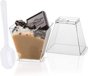 150ml PS <strong>Disposable</strong> Plastic Mousse Cup with Lid and Spoon Mini <strong>Dessert</strong> Cups 5oz Drinkware - Product Image 2