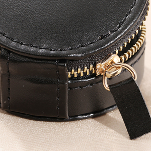 Boîte à bijoux de voyage en cuir PU personnalisée avec logo, petite, blanche, violette, rose, fermeture éclair, mini organisateur de bijoux, rangement en velours pour le rangement, cadeau - Product Image 6