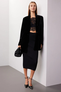 Fabrication <span class=keywords><strong>de</strong></span> vêtements haut <span class=keywords><strong>de</strong></span> gamme sur mesure OEM, blazer classique en <span class=keywords><strong>velours</strong></span> pour femmes, col châle, manches longues, <span class=keywords><strong>veste</strong></span> pour femmes - Product Image 2