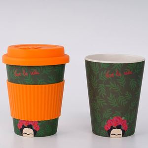 แก้วกาแฟแบบพกพาขนาด 12 ออนซ์ 350 มล. ทำจากใยไผ่ธรรมชาติ ใช้ซ้ำได้ เป็นมิตรต่อสิ่งแวดล้อม พร้อมฝาปิดซิลิโคนกันรั่ว - Product Image 4