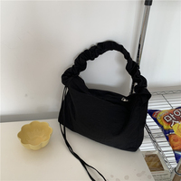 Sac à bandoulière en nylon froncé tendance pour femme, grande capacité, style hobo souple, léger, sac messager, lavable