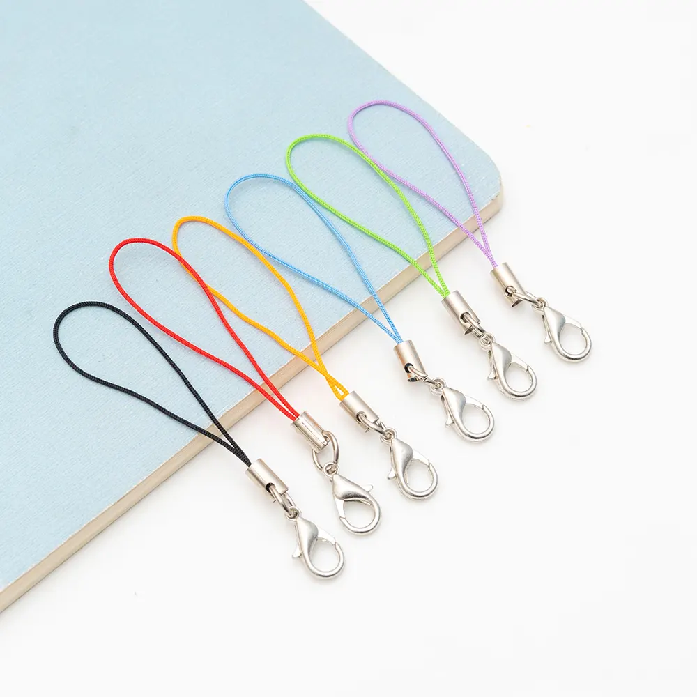 Cordón personalizado Color flexible de tubo de aluminio colgante único anillo 12mm langosta cierre de cordón para teléfono bolsa de accesorios de la joyería