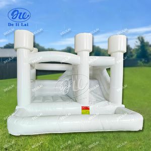 Château gonflable miniature <span class=keywords><strong>en</strong></span> PVC commercial <span class=keywords><strong>pour</strong></span> l'extérieur, blanc, avec piscine à balles et toboggan, disponible à la <span class=keywords><strong>location</strong></span>, adapté aux mariages - Product Image 2