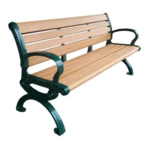 outdoor park three seater recycled backrest bench seat outside street reclaimed wood seating bench public garden bench supplier