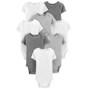Unisex Organic Babies' Short-Sleeve 1 Piece Bodysuit White Baby Boy Clothing Wholesale Baby Jumpsuit Romper Sets