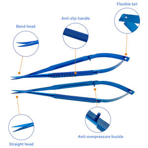 Tesoura para microcirurgia oftálmica de titânio, aço inoxidável, autoclavável, ferramenta dupla para pálpebras - Product Image 6
