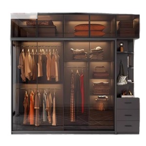 <span class=keywords><strong>Armoire</strong></span> coulissante en verre trempé style national 3C, pour chambre à coucher, luxe léger, placard segmenté, nouveau style 2025 - Product Image 2