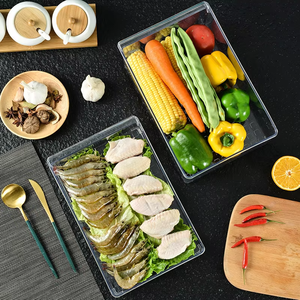 PET-Kunststoff Stapelbare Lebensmittel-Aufbewahrungsbehälter-<span class=keywords><strong>Set</strong></span> mit Abtropfschale Transparenter Kühlschrank-Organizer für Gemüse und Obst 3-stöckig Küche - Product Image 4