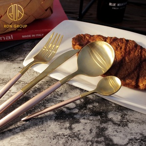 Cubiertos de Metal Chapado en Oro para Boda, Juego de Cubiertos de Acero Inoxidable, Cuchara, Tenedor, Color Rosa y Dorado - Product Image 2