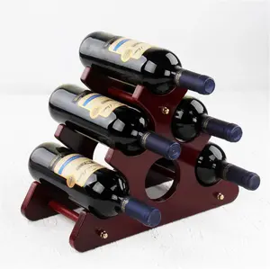 Gỗ Tabletop Kệ rượu sáng tạo bằng gỗ chai chủ cho 6 rượu hoặc chai rượu vang lý tưởng cho nhà Giá rượu