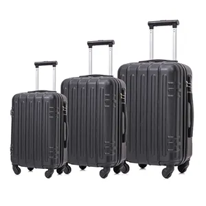 Custom Abs Black Suitcase Hand Carry On Travel Bag Set 3 Trolley Luggage For Business