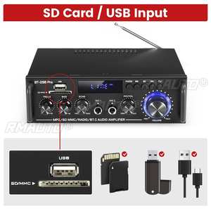 Amplificador de Potencia HIFI de 2.0 Canales, Amplificador de Audio Digital Bluetooth, 12V 240V, Compatible con Bluetooth, USB, SD, Radio, con Control Remoto, UE - Product Image 4