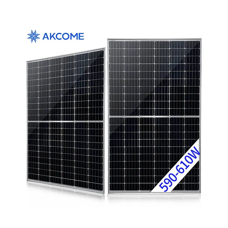 Noir complet 590W 600W 610W avec cadre noir Feuille arrière noire Panneaux solaires à haute efficacité Commandes OEM