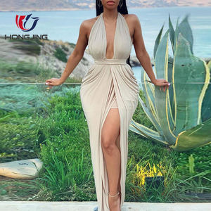 Vestido de fiesta de poliéster con escote Halter, cremallera oculta en la espalda - Product Image 2