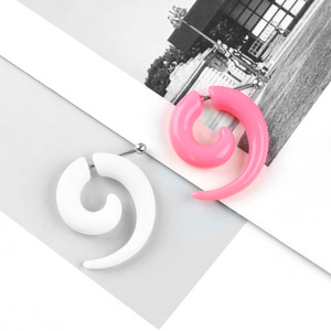 Zesen 2024 colorido acrílico falso espiral oreja Camilla gótico Punk no Piercing oreja medidores expansor acero tornillo túnel tapones - Product Image 6