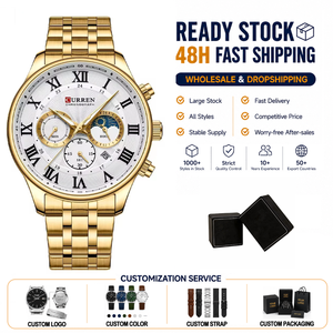 CURREN 8427 Moda hombre reloj <span class=keywords><strong>de</strong></span> pulsera banda <span class=keywords><strong>de</strong></span> acero inoxidable reloj <span class=keywords><strong>de</strong></span> negocios cronógrafo impermeable números románticos reloj para hombre - Product Image 1