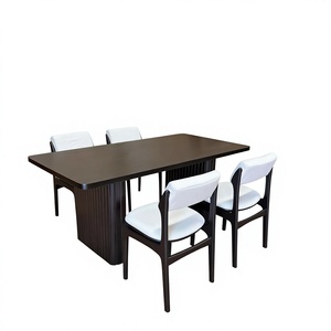 Table à manger rectangulaire en bois moderne, meubles de salle à manger avec chaises rembourrées, pour la maison et les restaurants - Product Image 4