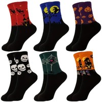 Chaussettes décontractées unisexe pour Halloween, motif citrouille, crâne, chauve-souris, toile d'araignée, antidérapantes, absorbant la transpiration, pour fête d'Halloween
