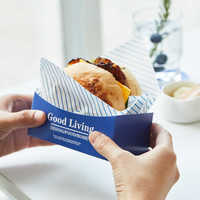 Boîte à lunch, emballage pour le petit-déjeuner, pain, dessert, sandwich, support en papier épais pour œufs, toast, hamburger, petit-déjeuner, boîte en papier bleue