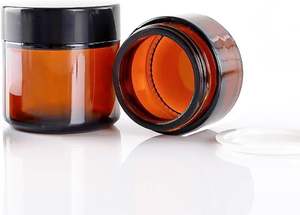 Frasco de Vidrio para Crema Cosmética de 10ml 20ml 30ml 50ml, Color Ámbar Marrón con Tapa Negra Mate, Boca Ancha - Product Image 4