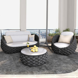 Ensemble de canapés modernes en rotin tissé, terrasse, cour, <span class=keywords><strong>balcon</strong></span>, <span class=keywords><strong>salon</strong></span>, villa, mobilier de loisirs avec coussin - Product Image 3