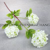 Bunga Hydrangea Salju Tiga Kepala, Ornamen Dekoratif Kayu Cina, Dekorasi Pernikahan dan Hotel, Bunga Buatan