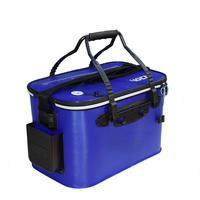 Seau de pêche pliable portable de haute qualité en EVA imperméable 12L, conteneur pliable pour poissons vivants pour la pêche en plein air