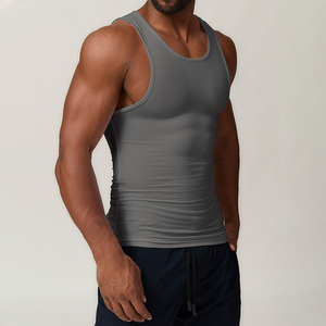 Vente en gros Débardeurs d'entraînement personnalisés pour hommes Vêtements de sport de fitness Baselayer Outwork Gilet côtelé sans manches Singulet pour hommes Stringers - Product Image 4