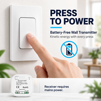 Kit d'interrupteur lumineux sans fil Kinetic, émetteur mural sans batterie avec mini-récepteur pour l'éclairage domestique