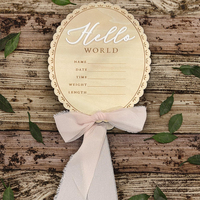 Hello World Nouveau-né Bienvenue – Plaques de Naissance en Bois de 6 Pouces « Hello World Nouveau-né Bienvenue » pour Photos, Accessoires de Naissance, Hôpital, Crèche, Nœud
