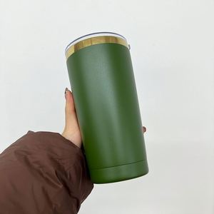 Nouvelle tasse isotherme à double paroi sous vide de 20 oz avec revêtement poudré doré, porte-gobelet de voiture, avec couvercle coulissant pour gravure laser – Édition américaine - Product Image 4