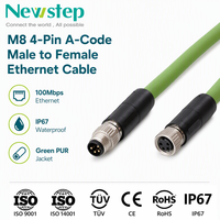 Adaptor Kabel M12 ke RJ45, Kabel Ethernet Industri Cat6A, Kabel Terlindung SSTP 10Gbps, Tahan Air IP67