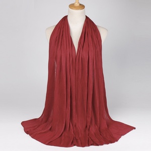 YW101# New Wrinkle Jersey Hijab Scarf Cotton Plain Elasticity Shawls Crinkle Hijab Long Muslim <b>Head</b> <b>Wrap</b> Scarves - Product Image 4