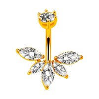 Nouveau bijou de corps en acier inoxydable avec fleur pétale et zircone pour le nombril, anneau de nombril