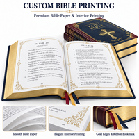 Impression personnalisée de Bibles, couverture rigide en cuir PU, papier fin, fabricant en gros