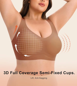 Sujetadores inalámbricos personalizables de gelatina para mujer, de copa completa, sin costuras, transpirables, de cobertura total, sin aros, talla grande, tipo camiseta. - Product Image 3