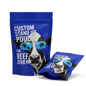 Sachets de biltong en plastique, pochettes verticales personnalisées avec fenêtre, emballage pour biltong, finition mate, thermoscellables, prix usine - Product Image 1