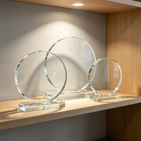 Trophée en verre cristal K5 rond personnalisé, design simple, à base de plaque en verre, pour gravure, vente en gros à prix abordable