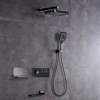 Système de douche thermostatique à effet pluie avec pommeau de douche carré à main pour salle de bain, hôtel, spa, toilettes